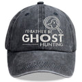 Washed baseball cap with "I'd Rather Be Ghost Hunting" embroidered design, vintage style, casual fit, by FitiqueFit.