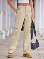 VYSN straight denim cargo pants for men, featuring multiple pockets, classic blue denim, and relaxed fit style.