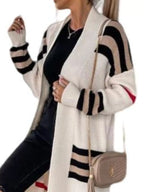 Striped longline open front cardigan by Simply Love, featuring a relaxed fit and stylish open front design.