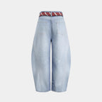 Street Style Badge Print Dagger Jeans