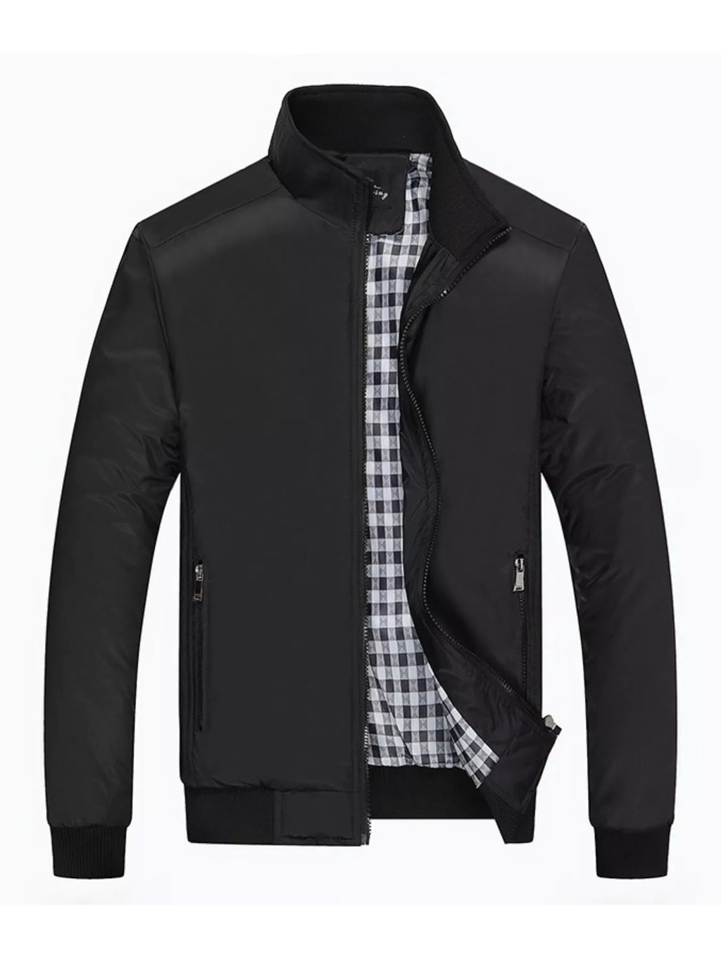 Men's plus size casual lightweight jacket with stand collar from Shopimist, shown in a neutral color, made for comfortable everyday wear.