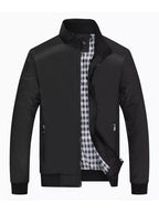 Men's plus size casual lightweight jacket with stand collar from Shopimist, shown in a neutral color, made for comfortable everyday wear.