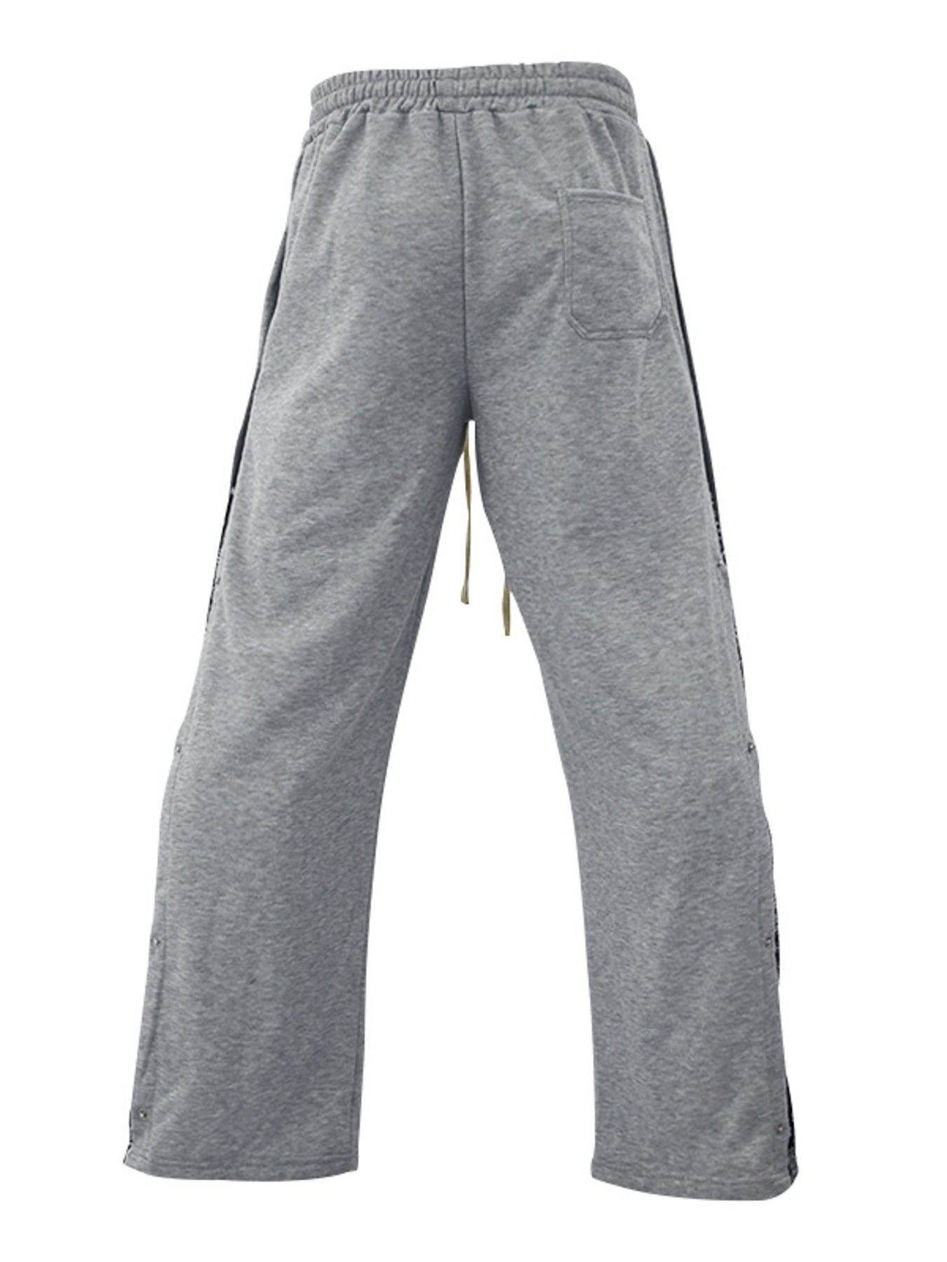 Plus size men's full-length pants with side snap buttons from Plush Fashion Hub, shown in a natural pose.