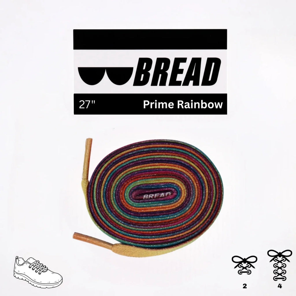 Sparkly Prime Rainbow elastic shoelace by Plush Fashion Hub with a rainbow-colored, glittery design for stylish footwear.
