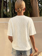 Textured paisley pattern casual T-shirt by Plush Fashion Hub, showing the detailed paisley print and relaxed fit.