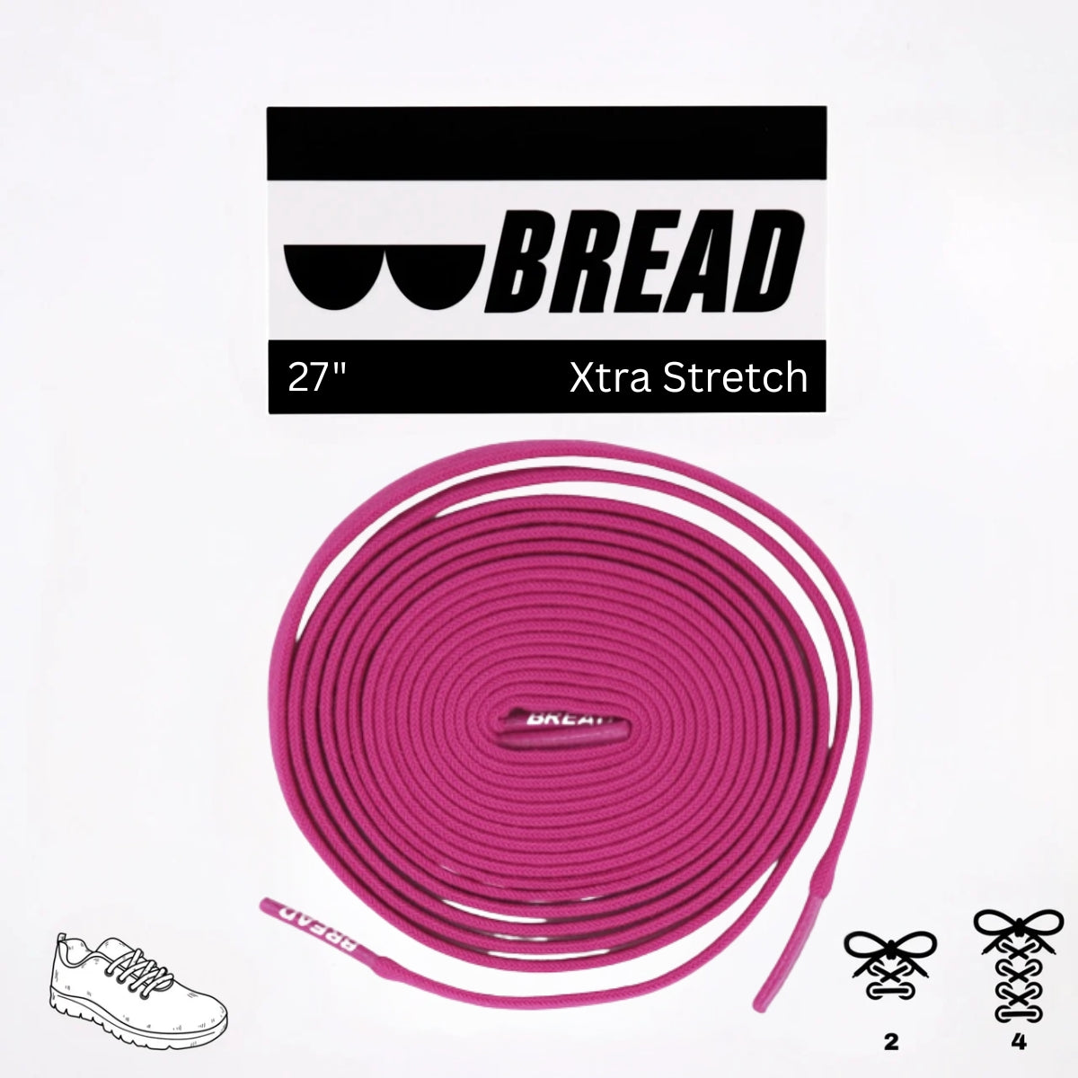 Pink elastic shoelace by Plush Fashion Hub, close-up of vibrant, flexible shoelace material for sneakers and casual shoes.