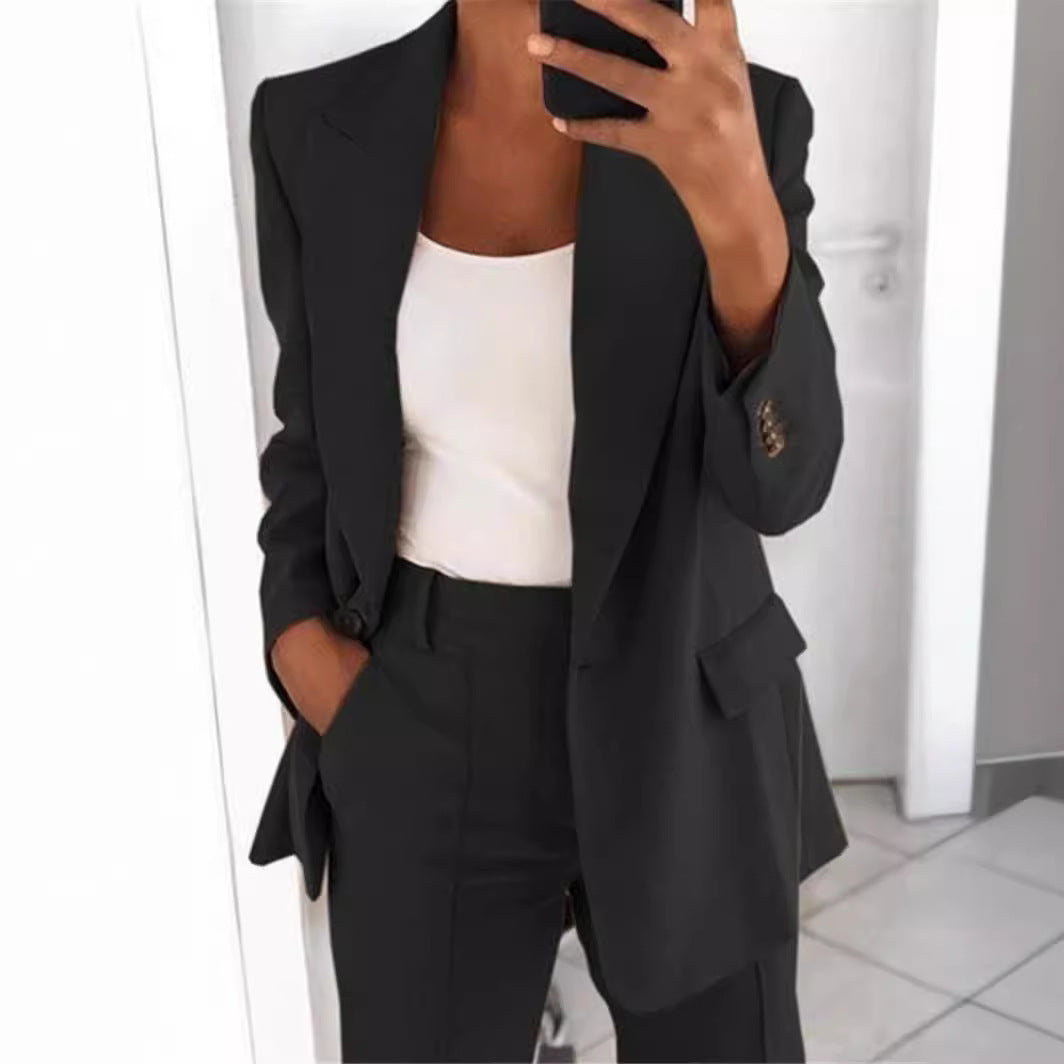 Sophisticated Notched Collar Slim Fit Blazer