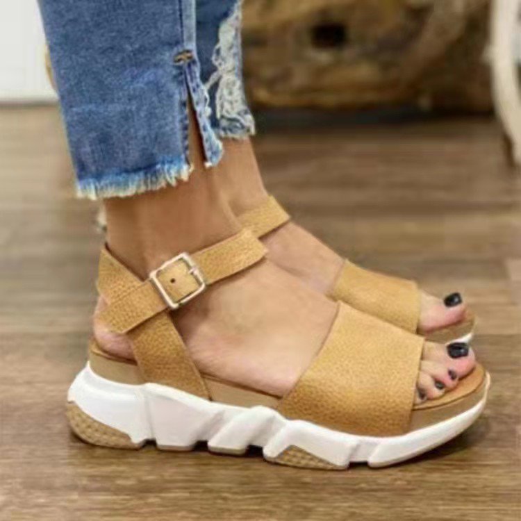 Leopard print platform Roman sandals by Plush Fashion Hub featuring casual style and strappy design on a neutral background.