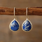 Copper natural stone teardrop earrings with a polished finish, stylish jewelry piece from Shopimist.