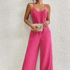 Women's casualwear Plush Fashion Hub wide-leg camisole jumpsuit with cross-backless design, featuring a stylish and comfortable silhouette.