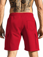 Plus size men's drawstring pocketed shorts from Trendsi, featuring a comfortable fit and casual style.
