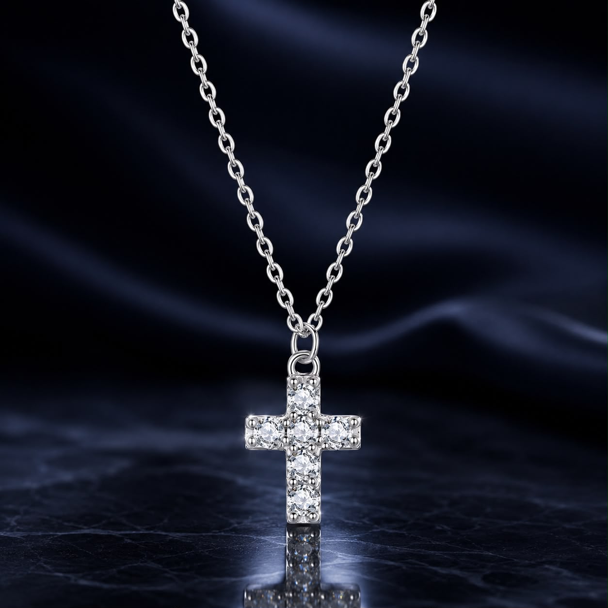 Sterling silver moissanite pendant necklace for women with 40+5cm chain, elegant jewelry accessory, shiny gemstone.
