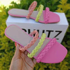 Plus size flat woven hollow slippers from Plush Fashion Hub, women's beach sandals with color-matching design and comfortable fit.