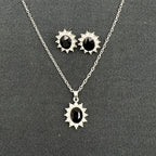 European and American fashion sunflower zircon ear stud necklace set by Plush Fashion Hub, featuring sunflower motifs and sparkling zircon accents.