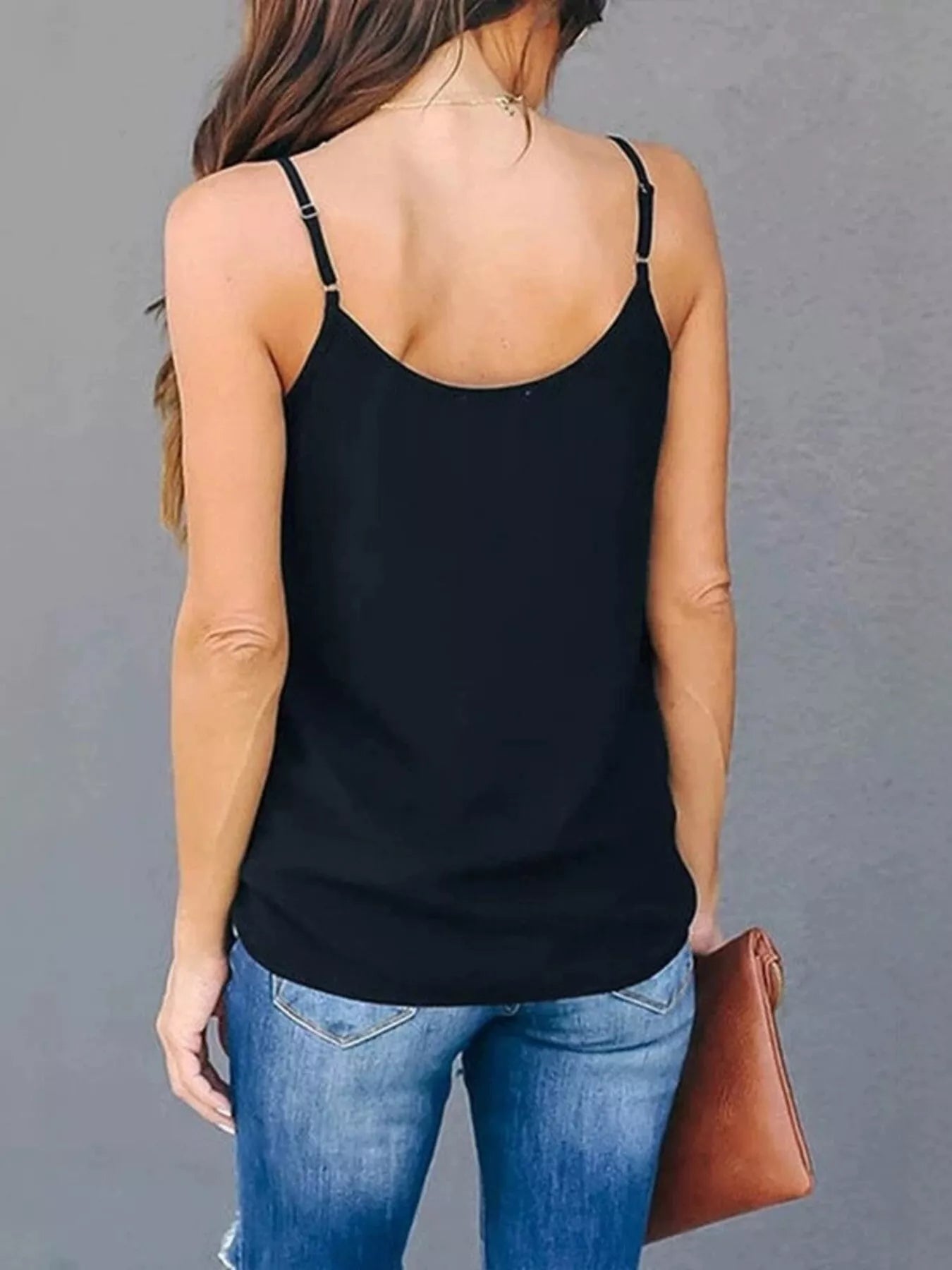 Plus size V-neck cami top from Trendsi, full-size women's sleeveless top with a relaxed fit and lightweight fabric.