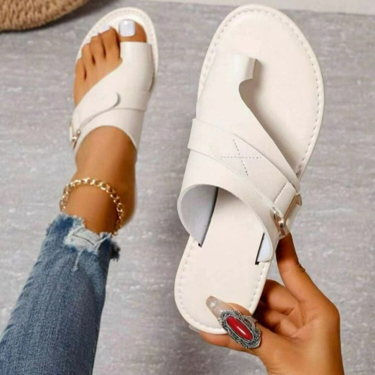Shopimist toe ring buckle sandals featuring strappy design and open toe style, perfect for summer footwear.