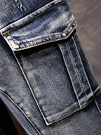 Men's relaxed fit drawstring jeans in plus size from Shopimist, showing the comfortable waistband and classic denim style.