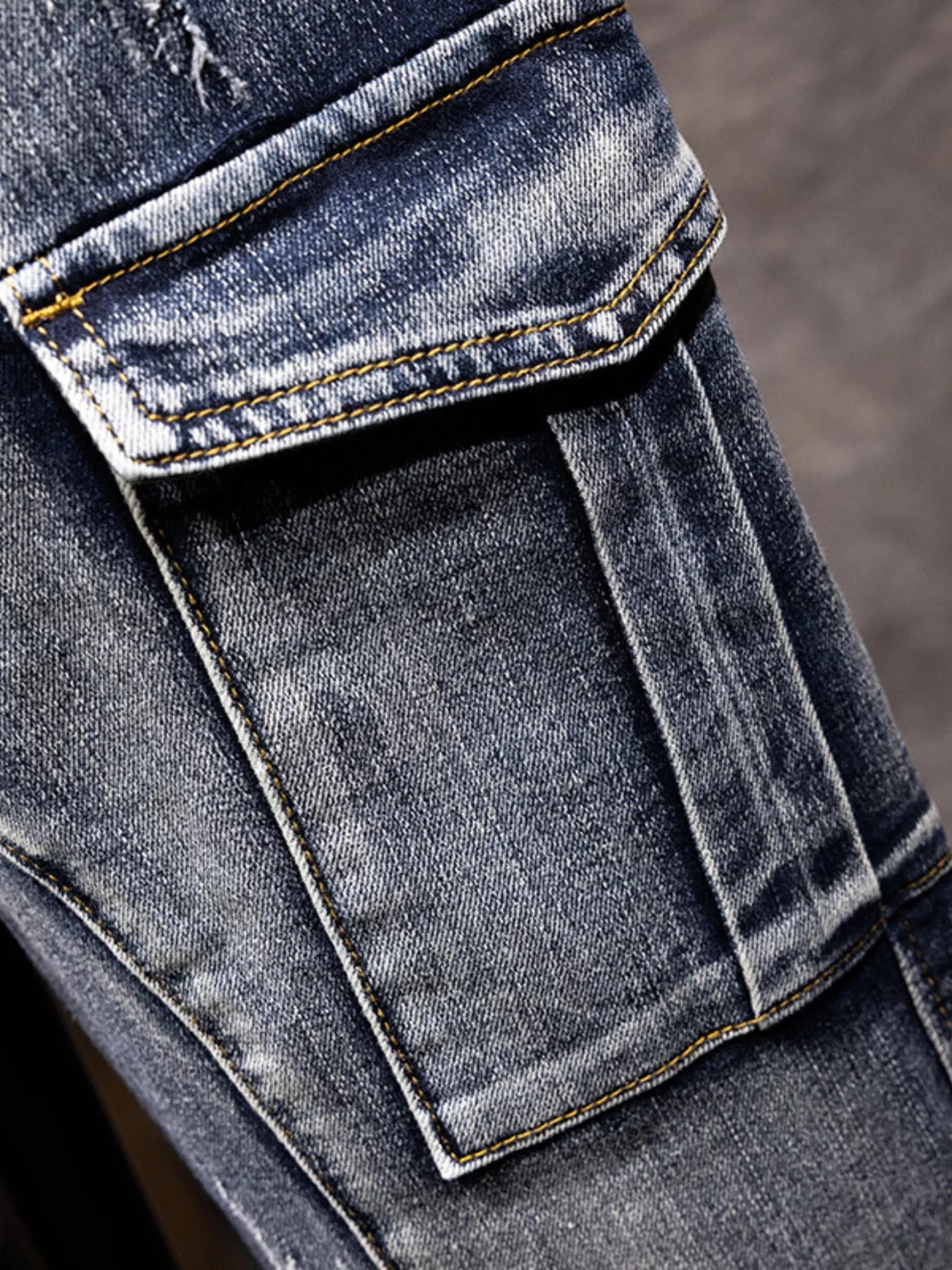 Men's relaxed fit drawstring jeans in plus size from Shopimist, showing the comfortable waistband and classic denim style.