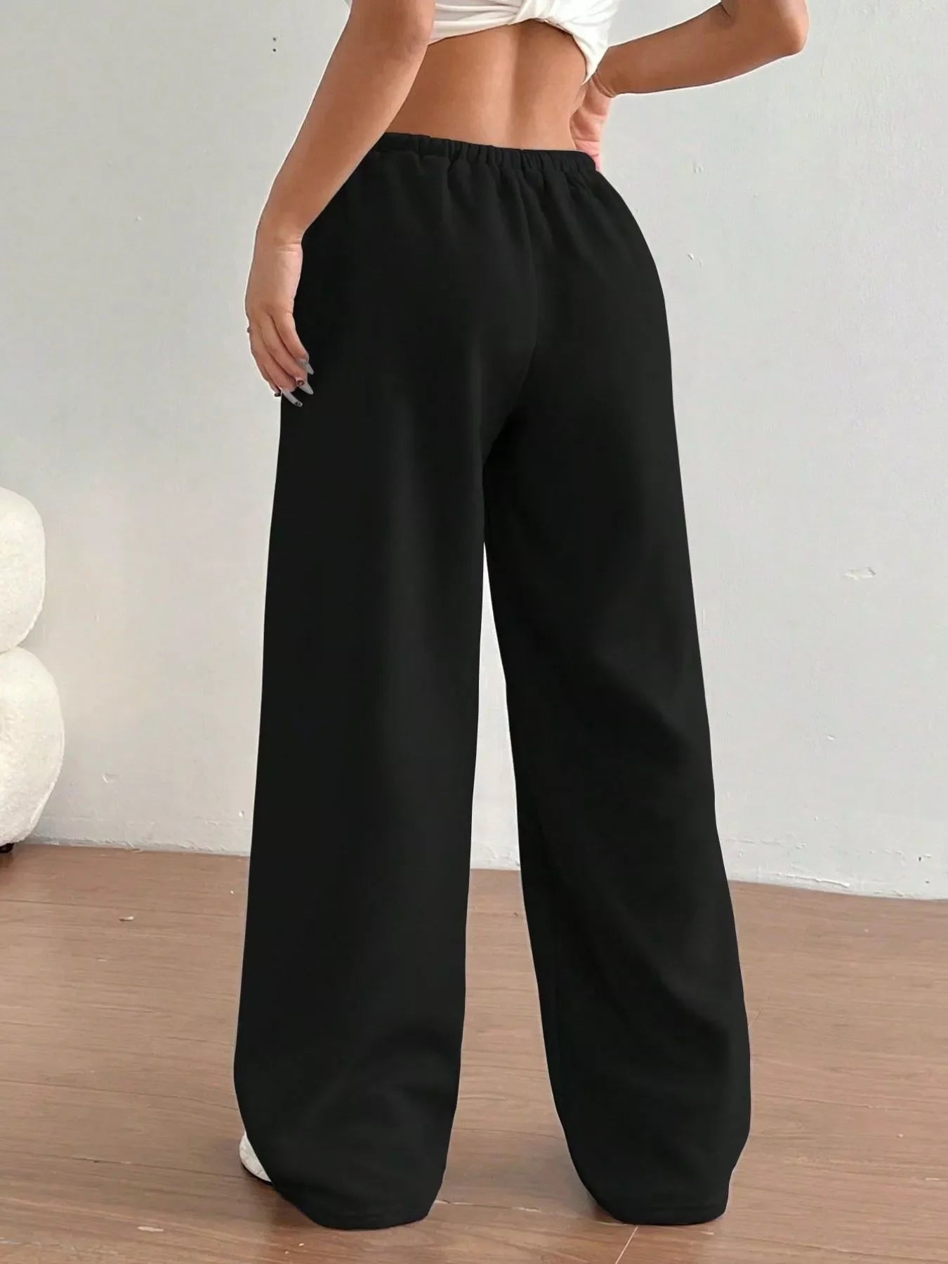Casual high waist wide leg sweatpants by Simply Love with drawstring waist and comfortable relaxed fit.