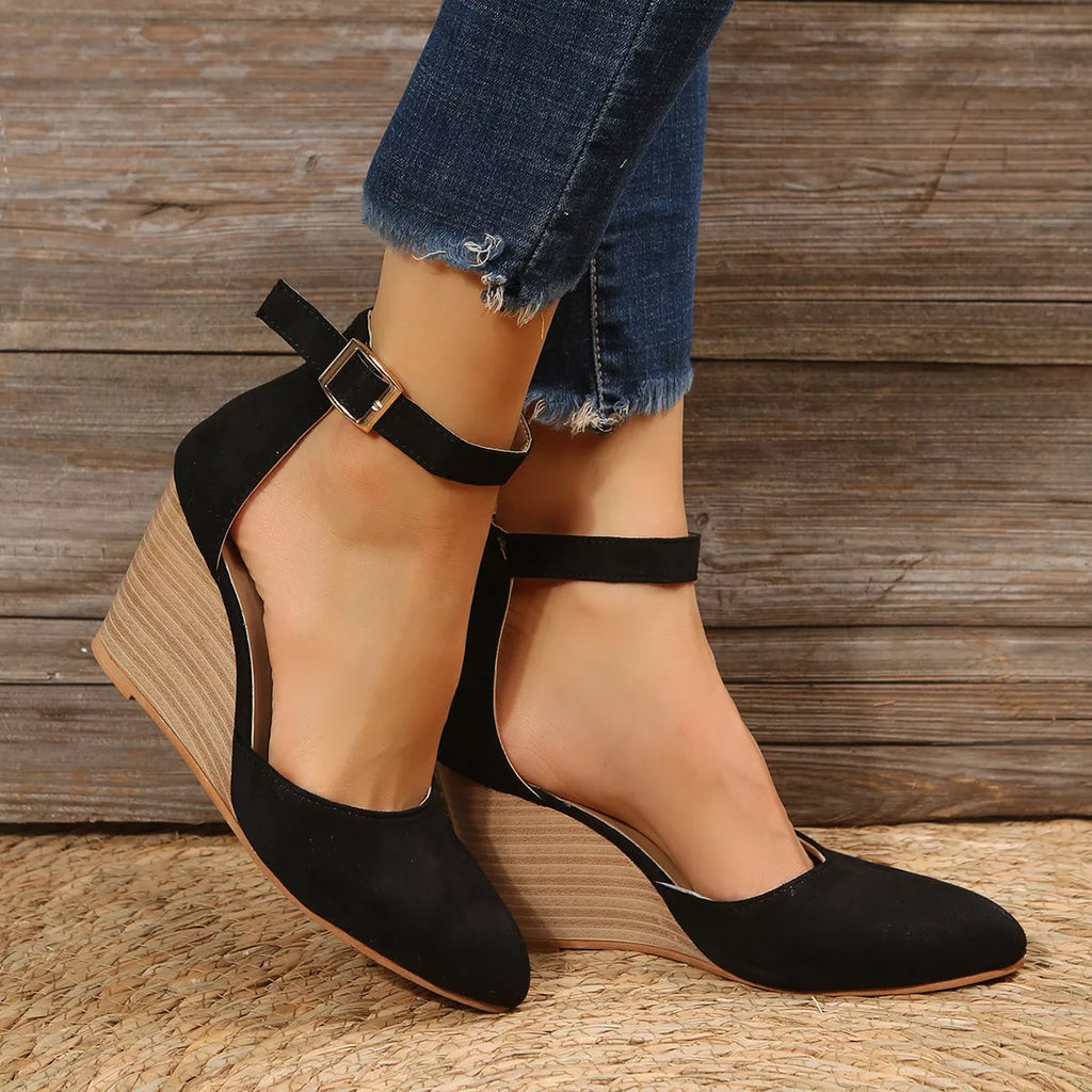 Shopimist point toe wedge sandals with sleek design and comfortable platform, perfect for summer or casual wear.