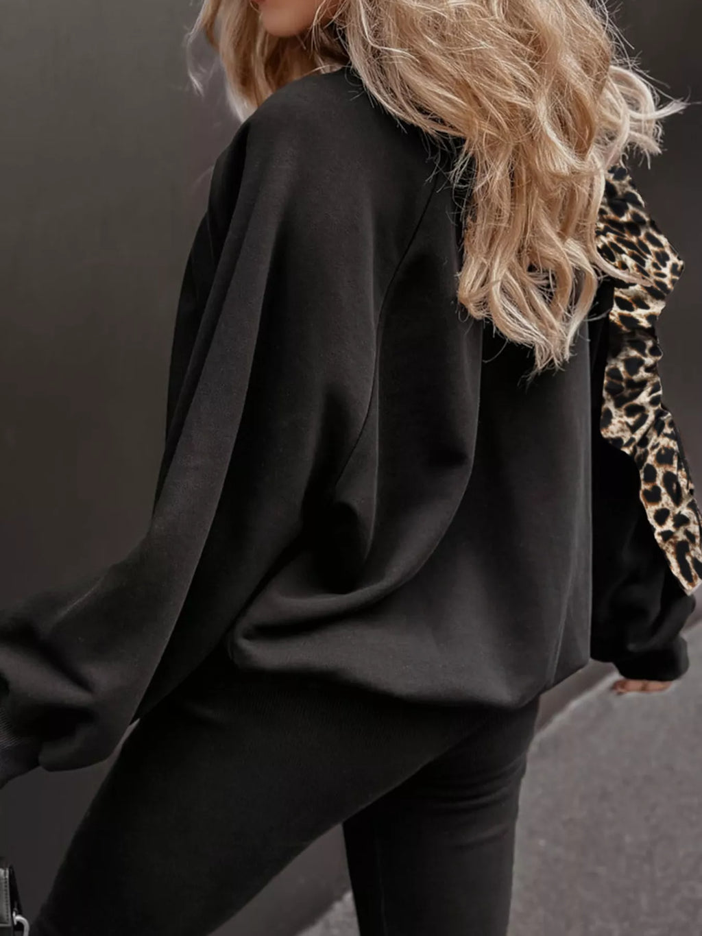 Leopard print trim top and pants set by Simply Love, featuring a stylish matching outfit with leopard accents.