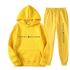 Spring and Autumn Leisure Sports Hoodie Printed Men's Set