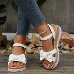 Shopimist open toe wedge sandals with cork heels and adjustable straps, perfect for summer and casual wear.
