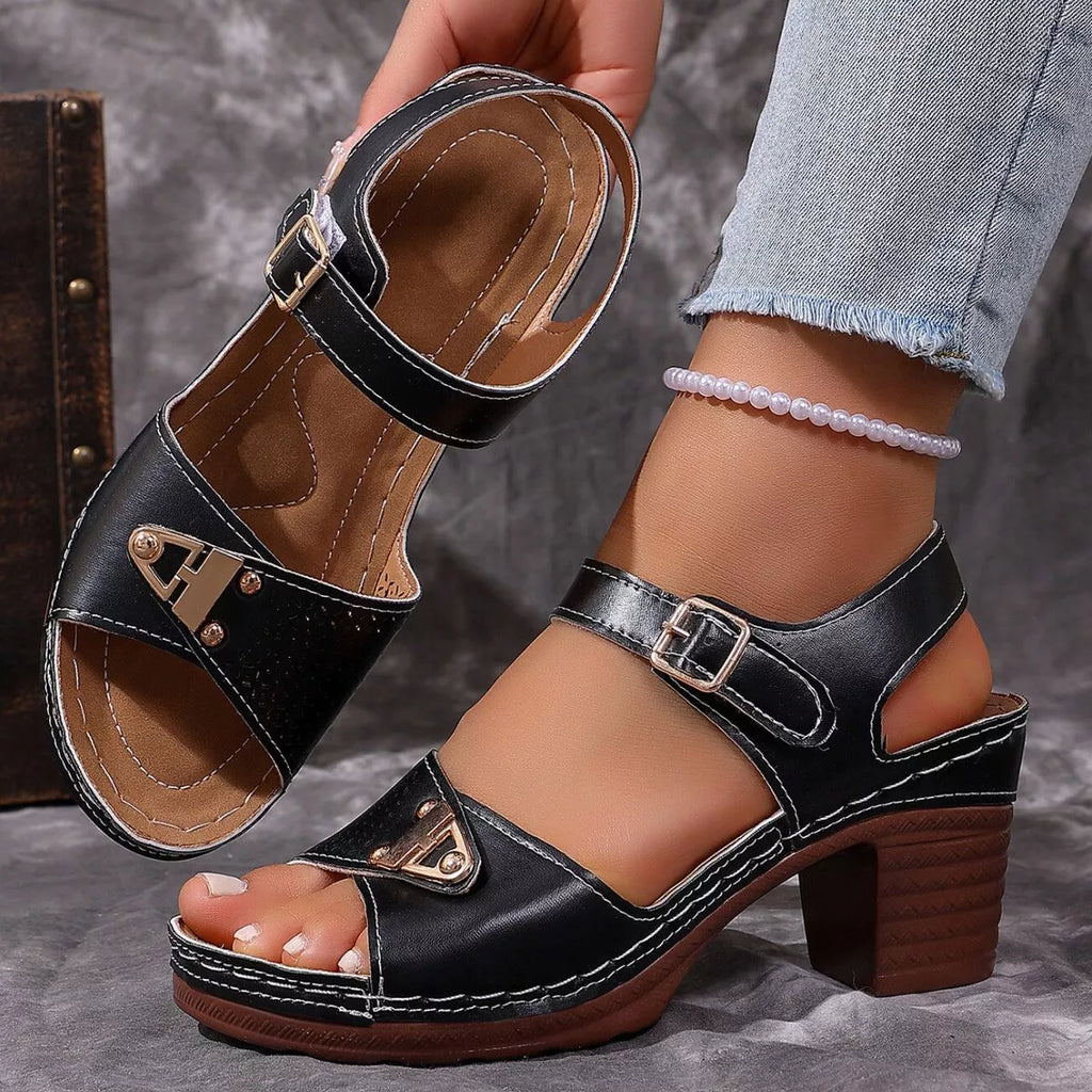 Shopimist open toe block heel sandals featuring stylish design and comfortable chunky heels, perfect for casual or dressy occasions.