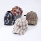 Women's striped checkered embroidered baseball cap by FitiqueFit in four colors, featuring a stylish casual hat with embroidery detail.