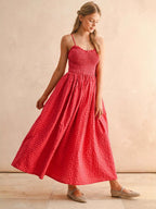 Women's retro plaid sleeveless A-line maxi dress by Plush Fashion Hub featuring a fitted waist and pleated sundress design.
