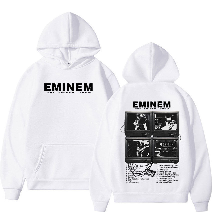 Unisex Eminem World Tour hoodie by eprolo featuring bold graphic print and comfortable sweatshirt design.