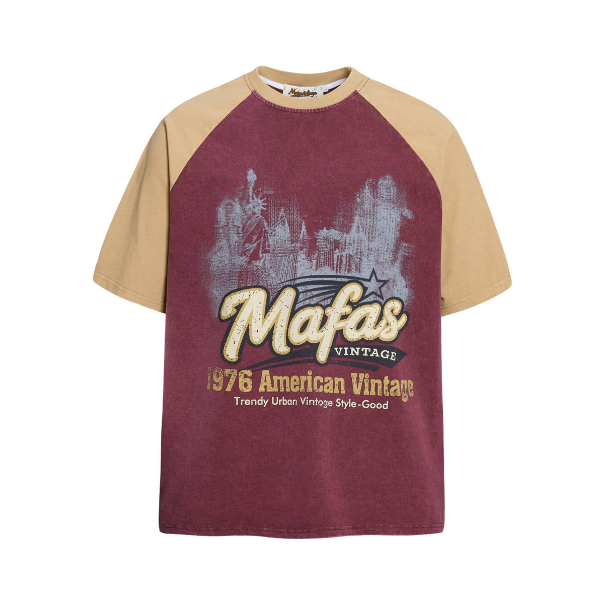 Eprolo city silhouette vintage short sleeve top with urban skyline design, casual streetwear style for everyday wear