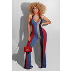 Women striped halter jumpsuit with horn details, bold fashion statement, from Trendy Attic Store01.