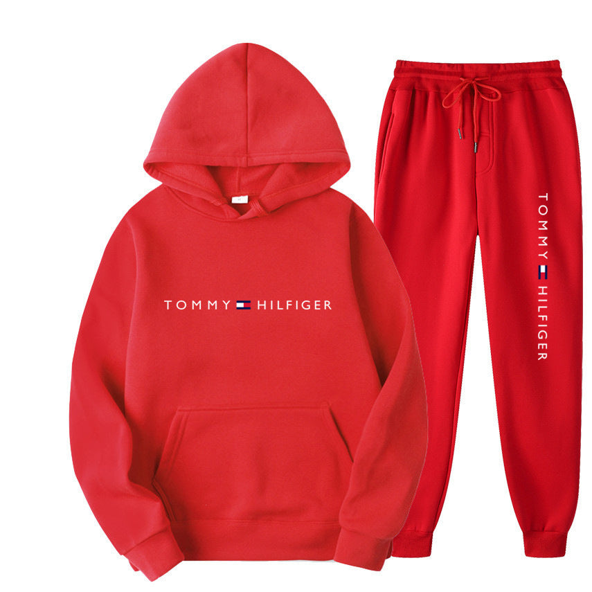 Spring and Autumn Leisure Sports Hoodie Printed Men's Set