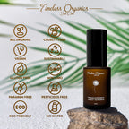 Timeless Glow Serum by Timeless Organics Skin Care showing a clear glass bottle with a dropper and serum inside.