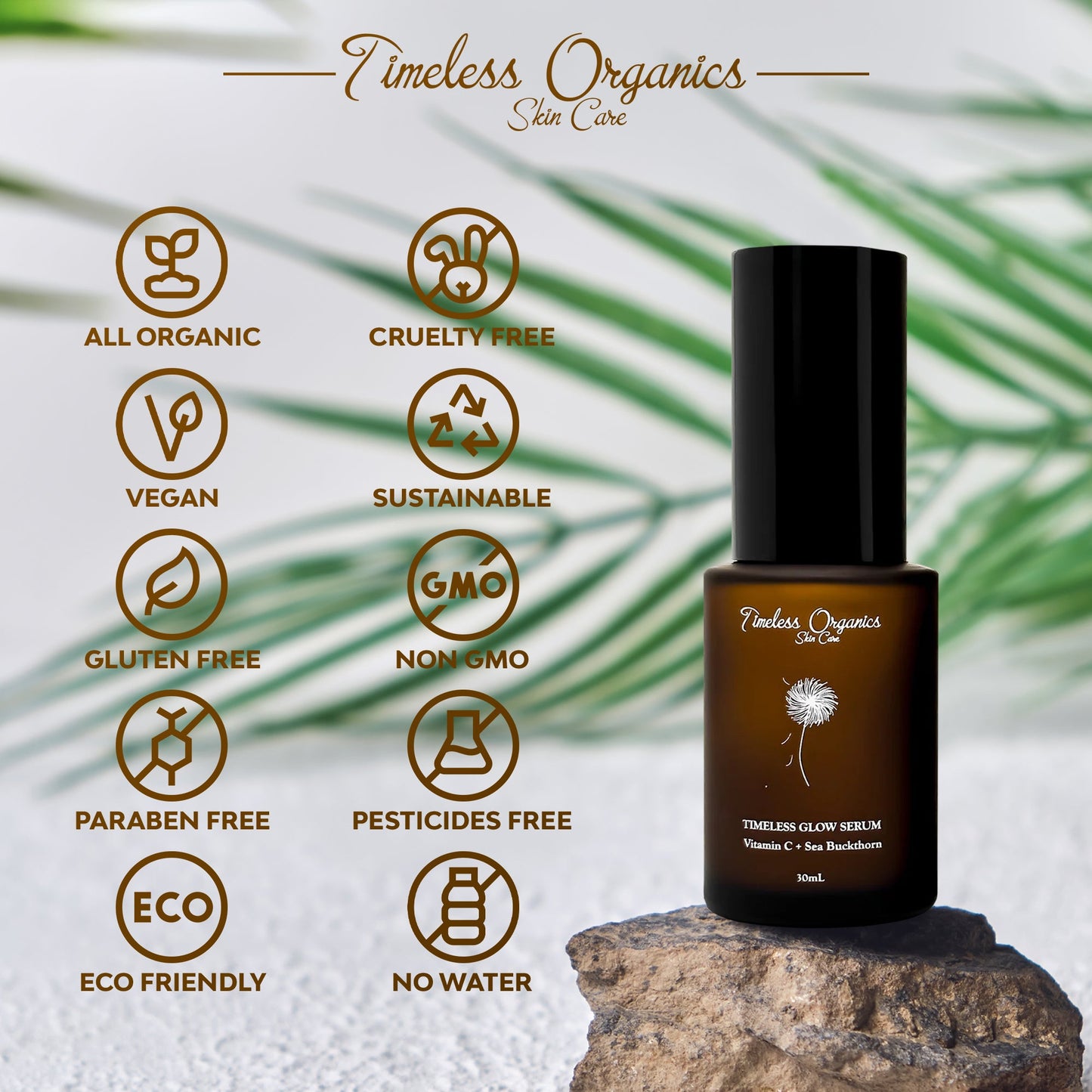 Plush Fashion Hub Timeless Glow Serum bottle with pump dispenser, moisturizing face serum for radiant skin.