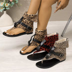 Leopard print toe post sandals from Shopimist featuring a comfortable thong design and stylish animal pattern.