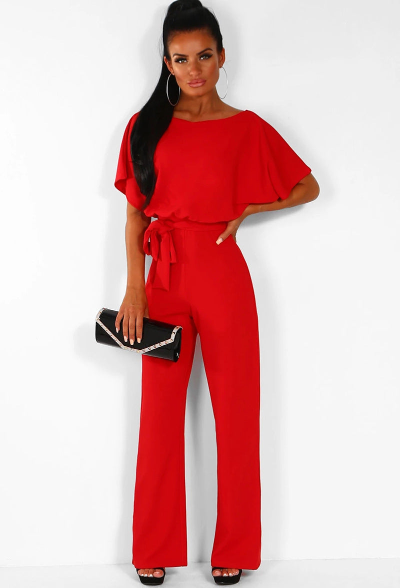 Short-sleeve women's body suit by Plush Fashion Hub, form-fitting jumpsuit with straight-leg design and adjustable strap details.