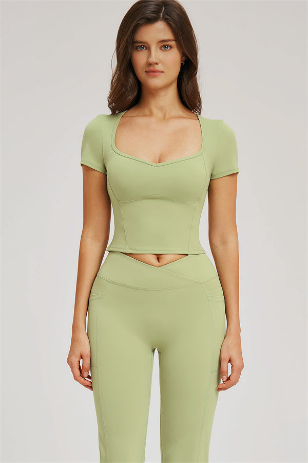 Plush Fashion Hub Sizzle T-Shirt and Flared Leggings 2-piece set, featuring a stylish t-shirt and high-waisted flared leggings in coordinated design.