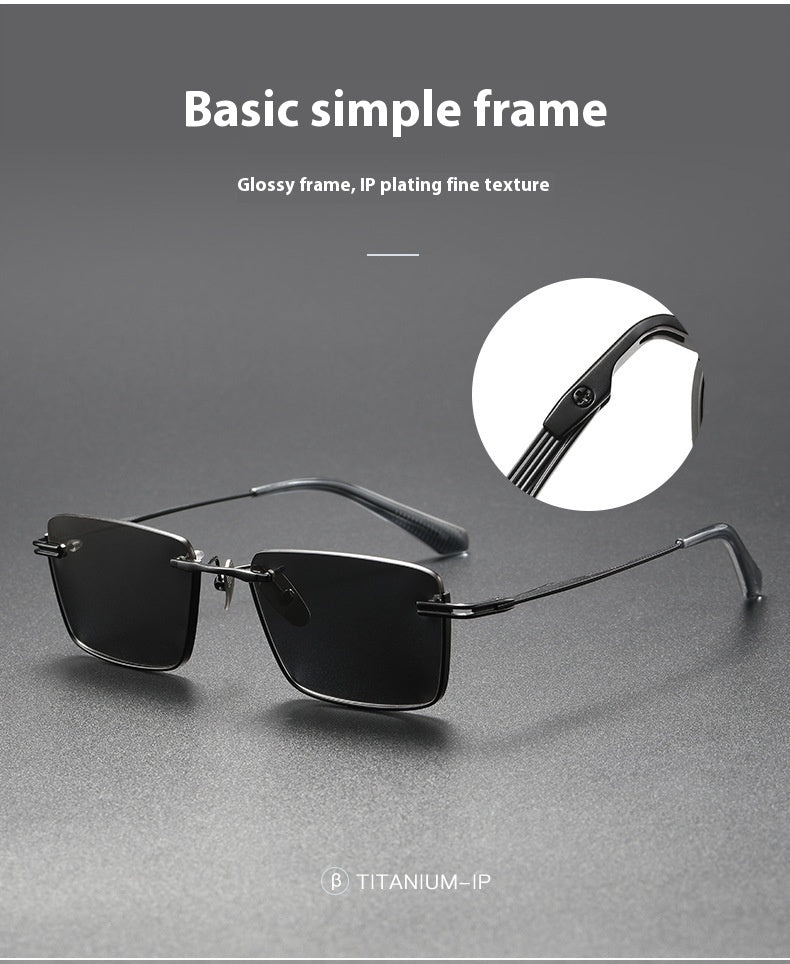 Pure titanium polarized sunglasses in retro British style, featuring classic frame design and tinted lenses.