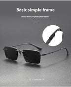 Pure titanium polarized sunglasses in retro British style, featuring classic frame design and tinted lenses.