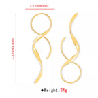 Shopimist alloy spiral drop earrings featuring sleek, twisted metal design hanging from delicate hooks.