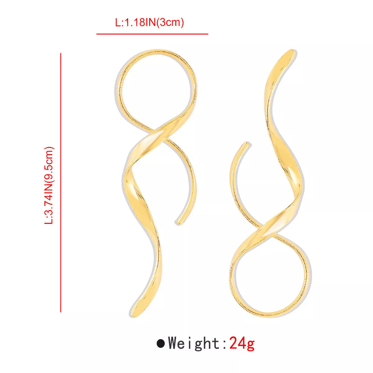 Shopimist alloy spiral drop earrings featuring sleek, twisted metal design hanging from delicate hooks.