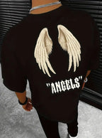 Female cotton streetwear tee by FitiqueFit featuring angel wing print, casual fit, and comfortable design.