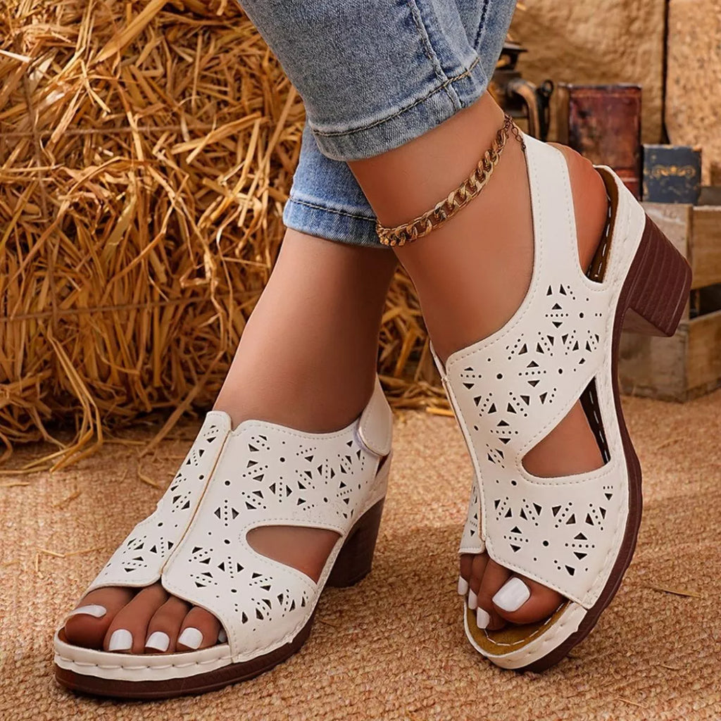 Shopimist open toe block heels sandals with stylish design and sturdy block heels, perfect for casual or dressy summer wear.