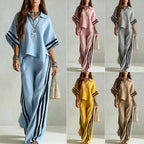Women's short-sleeve shirt and loose pants two-piece set by Plush Fashion Hub, featuring a relaxed fit and casual style.