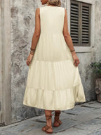 Ivy Lane women's sleeveless cotton dress with notched neckline and button-down front, perfect for casual wear