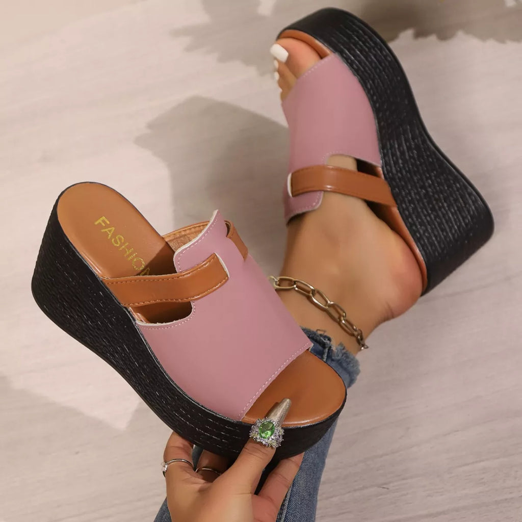 Women's open toe platform wedge sandals by Trendsi featuring a stylish high heel and summer-ready design with a chic, trendy look.