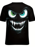 Men's 3D Evil Smile Streetwear T-shirt by FitiqueFit with graphic evil smile design, short sleeve, casual street style shirt