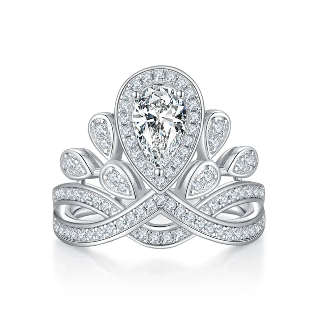 Sterling silver ring featuring a 1 carat moissanite gemstone, showcasing a sparkling, elegant design.
